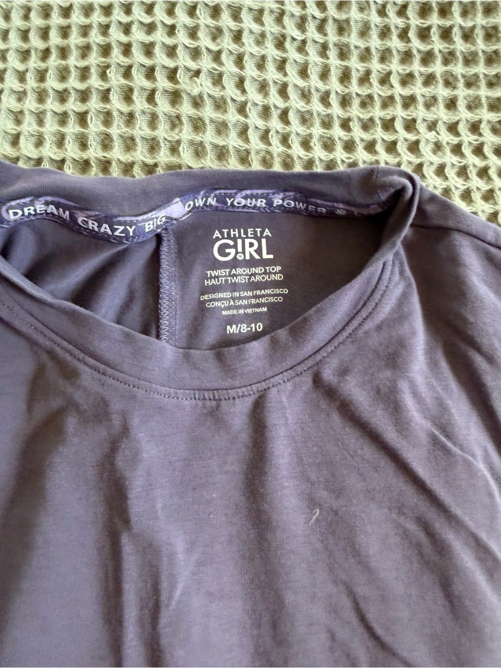 Athleta Girl Purple Twist-Around Short Sleeve Tee